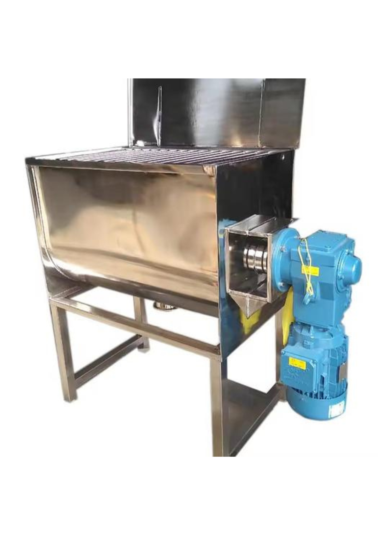 
                  
                    Horizontal ribbon blender powder mixing machine — stainless steel U-trough with twin-ribbon agitator
                  
                