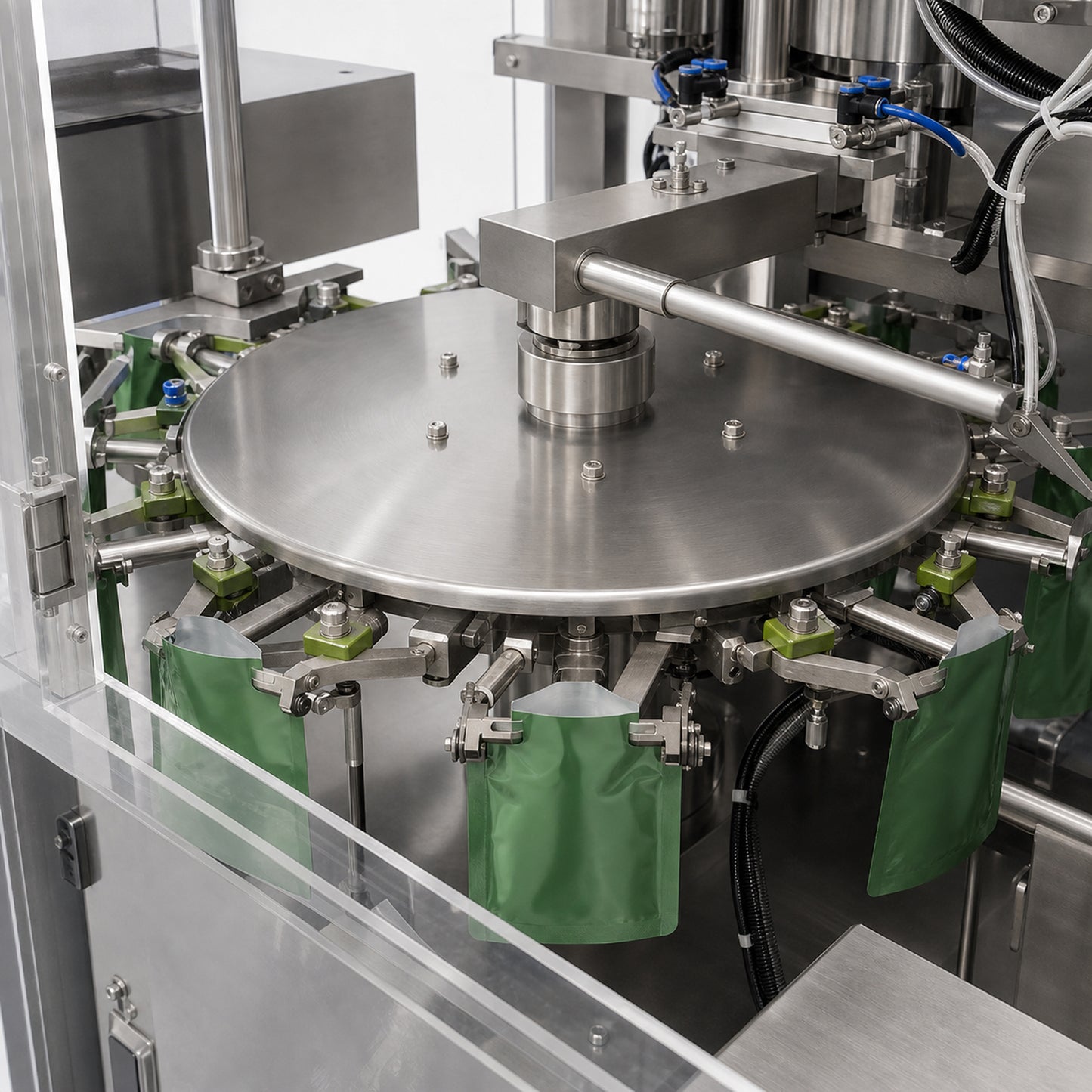 
                  
                    Leadlife premade pouch filling and sealing machine, pouch loading detail
                  
                