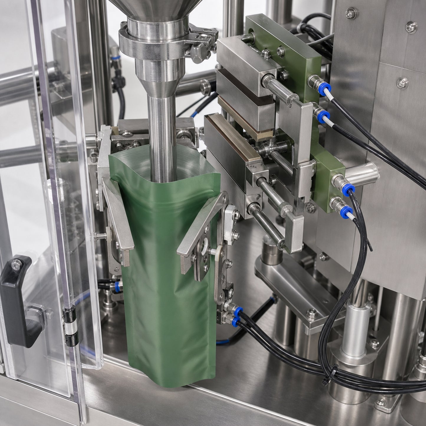 
                  
                    Leadlife premade pouch filling and sealing machine, sealing area detail
                  
                