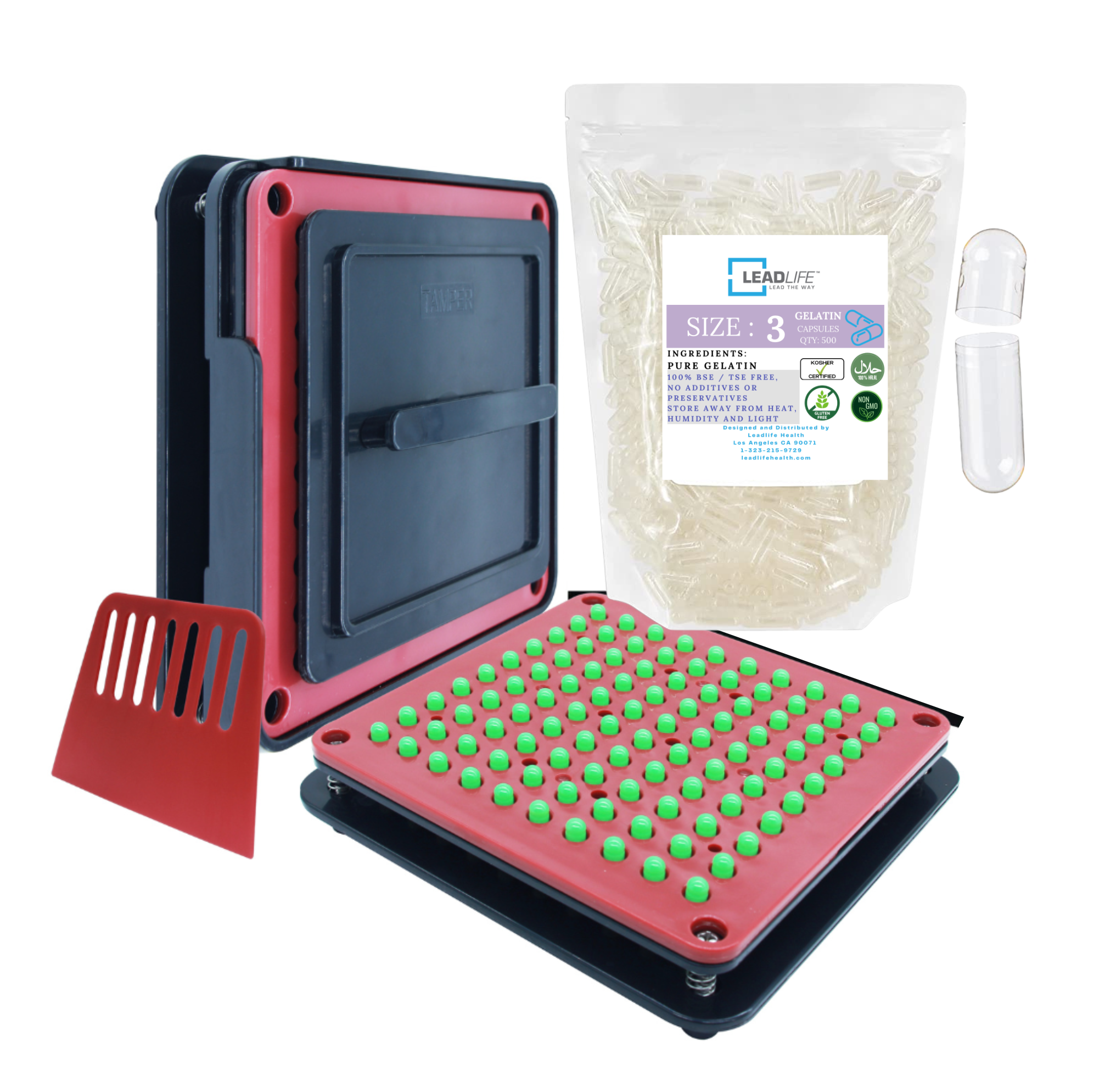 Bundle: 1,000-ct Clear Empty Gelatin Capsules + 100-Hole Capsule Filler (Size {000/00/0/1/2/3/4/5})