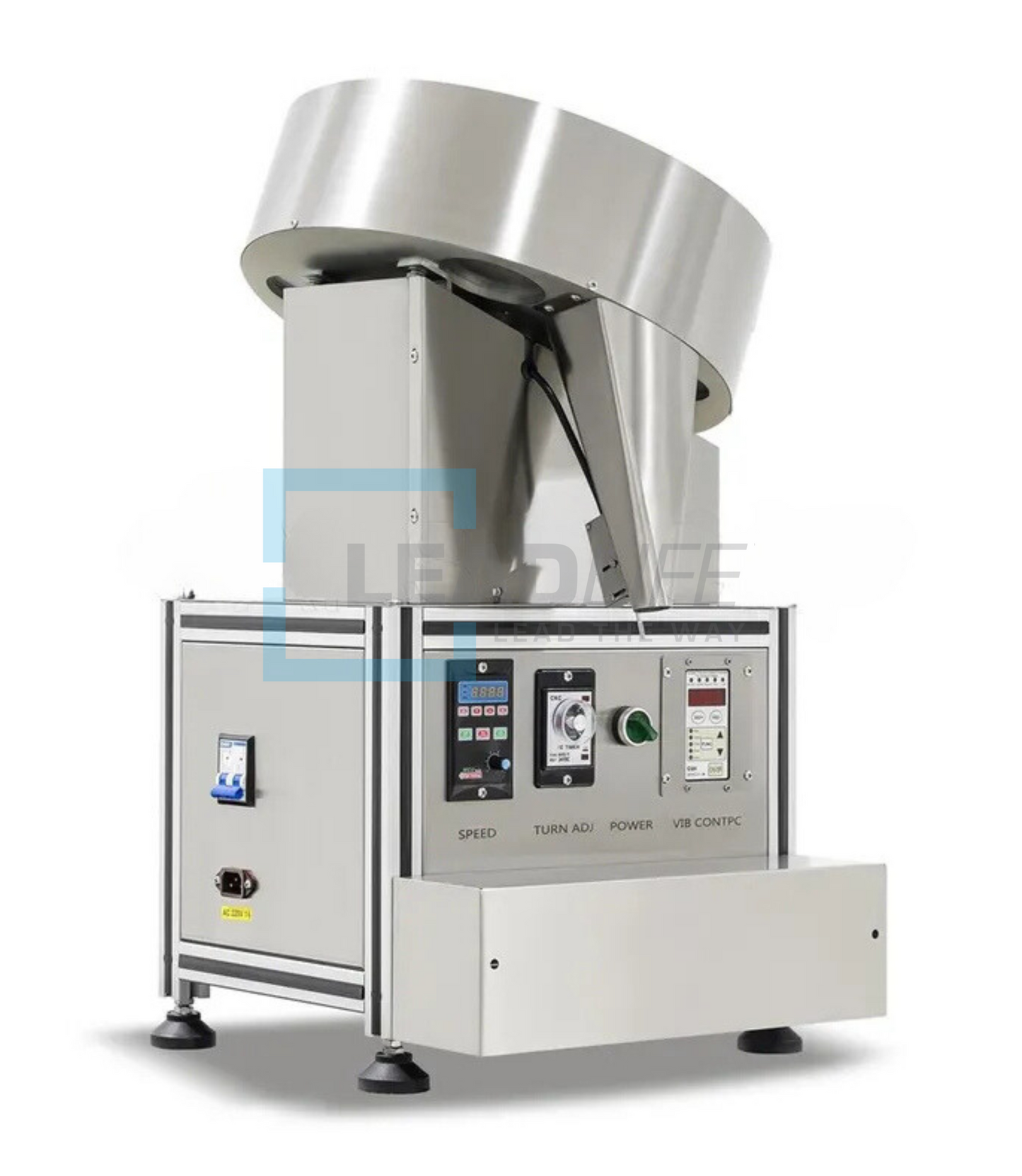 
                  
                    A stainless steel, semi-automatic capsule and pill counting machine with a digital display, positioned on a clean countertop in a pharmaceutical setting.
                  
                