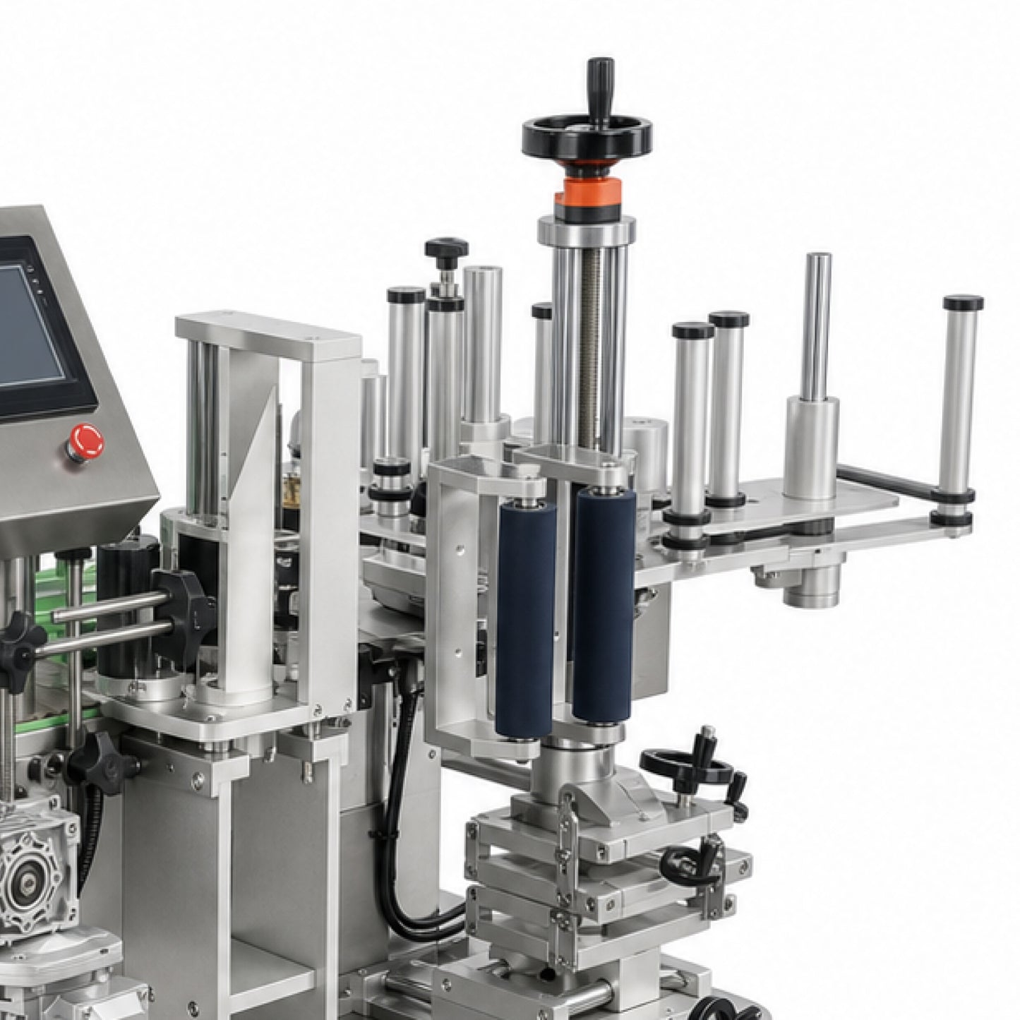 
                  
                    Leadlife LLA-A2 labeling machine bottle positioning fixture and pressing rollers
                  
                