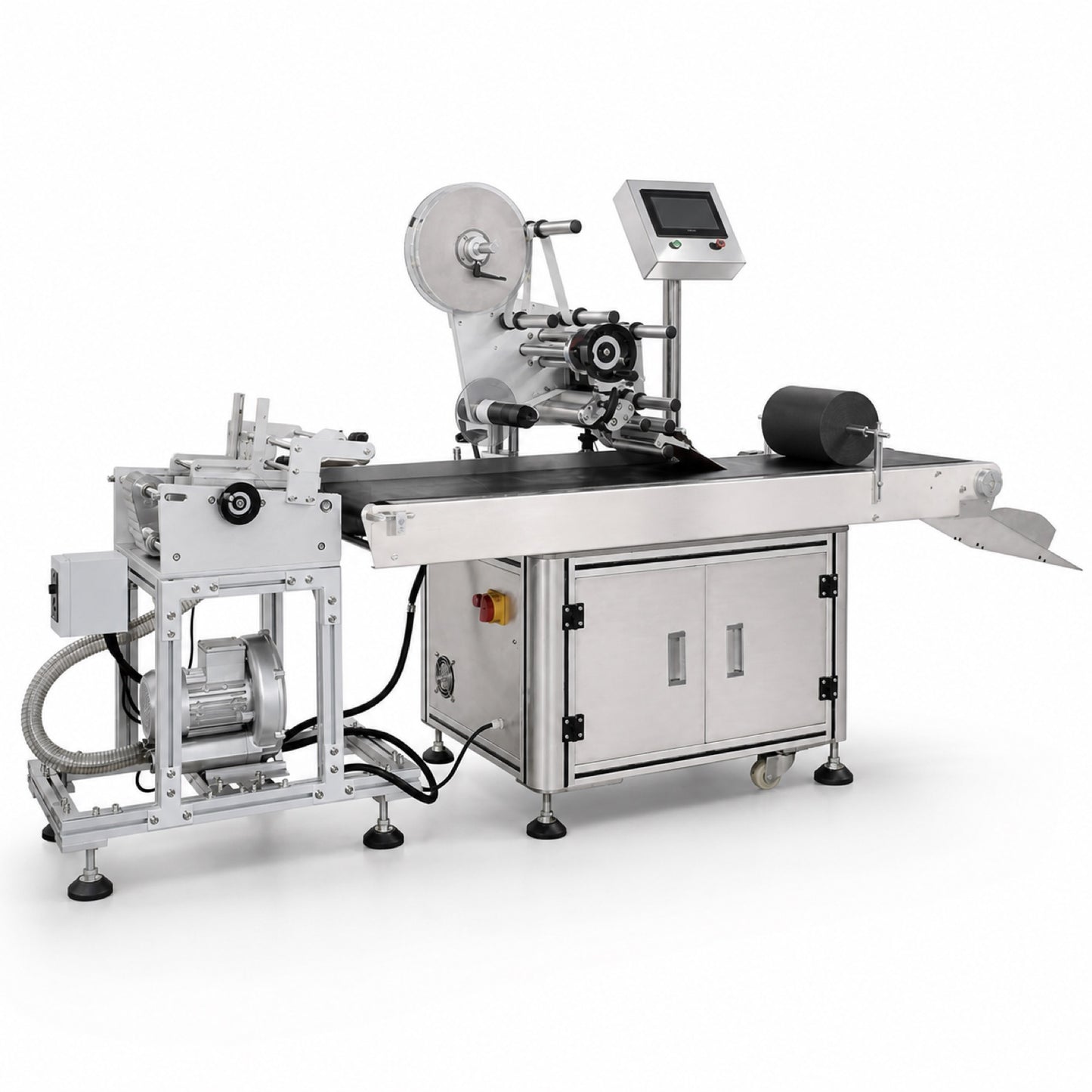 
                  
                    Leadlife LLA-A7 automatic card labeling machine front view with feeder and conveyor
                  
                