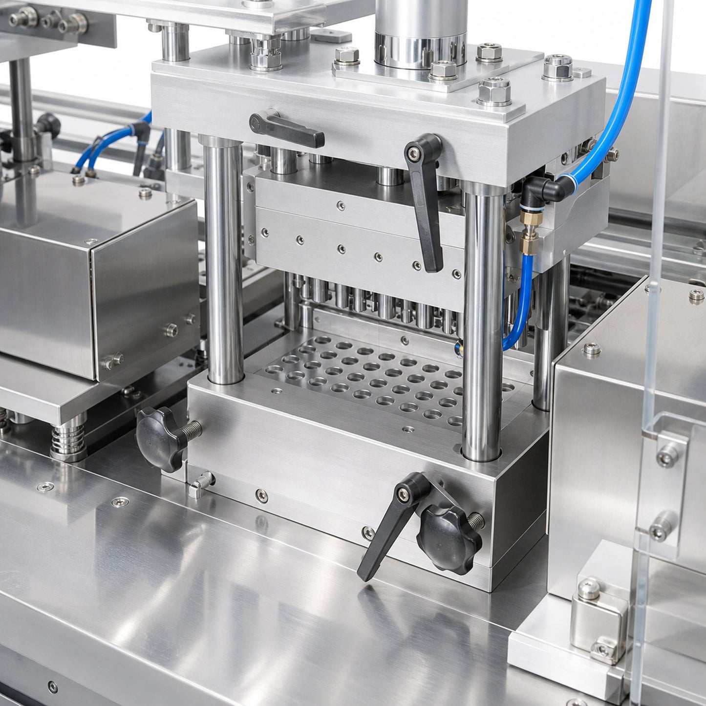 
                  
                    Blister forming and sealing station of the high speed blister packing machine
                  
                