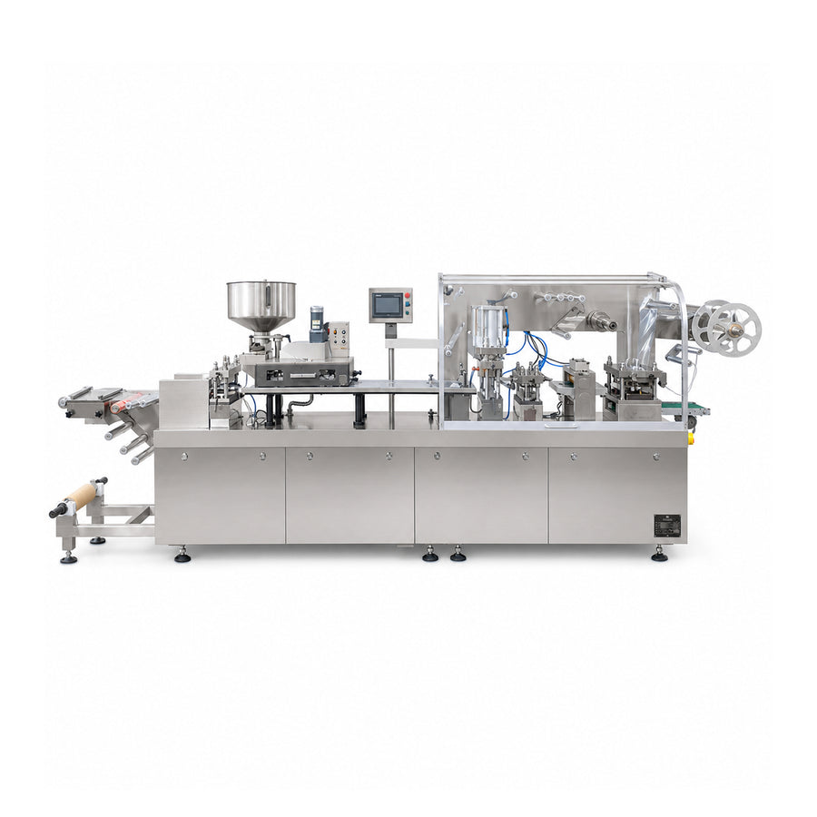 High speed roller plate blister packing machine, full line view