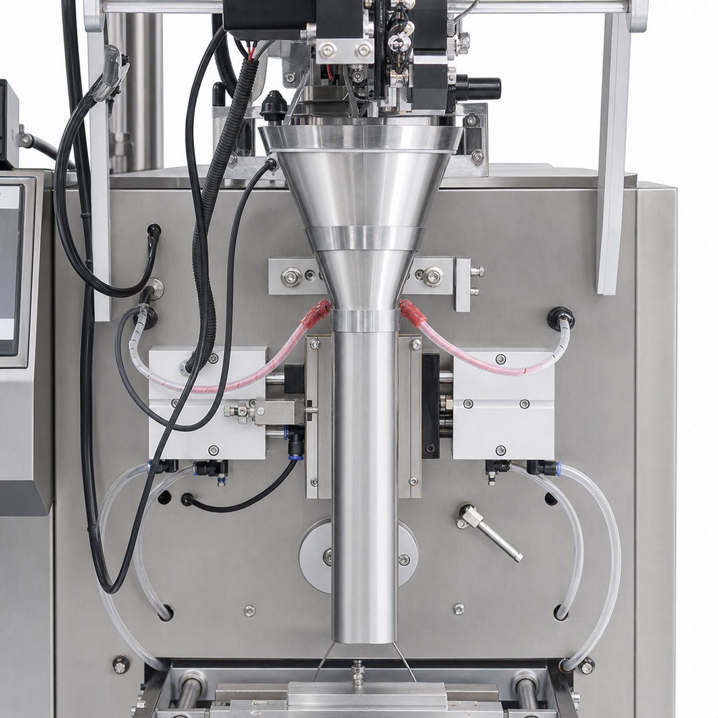 
                  
                    Leadlife stick pack and sachet powder packing machine, close-up detail view
                  
                