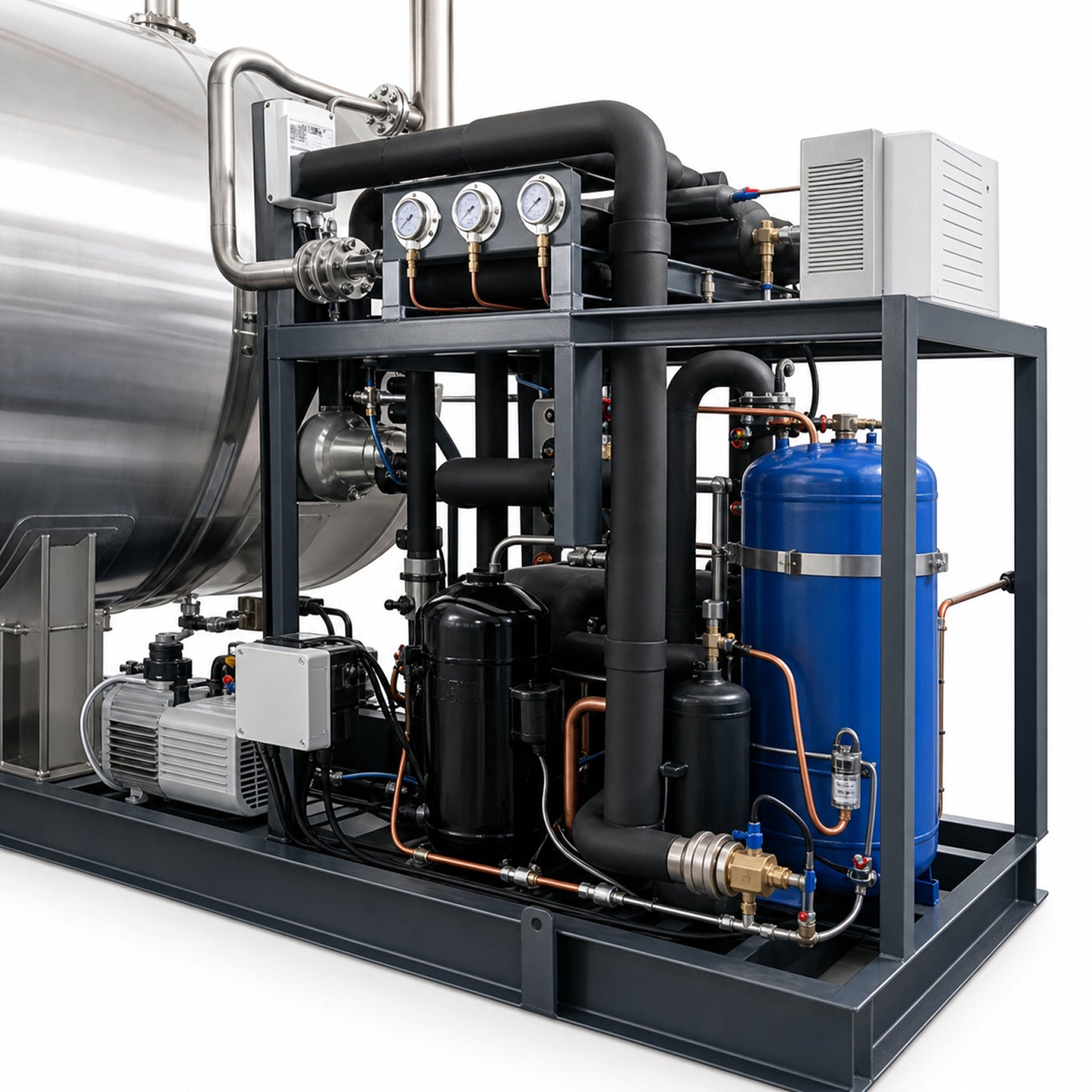 
                  
                    Refrigeration compressor and piping module of the industrial freeze dryer
                  
                